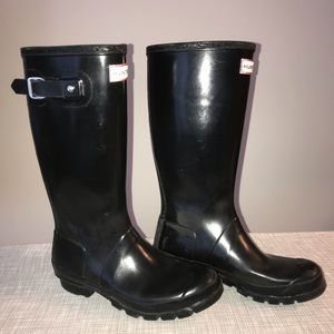Tall Black Glossy Hunter Boots